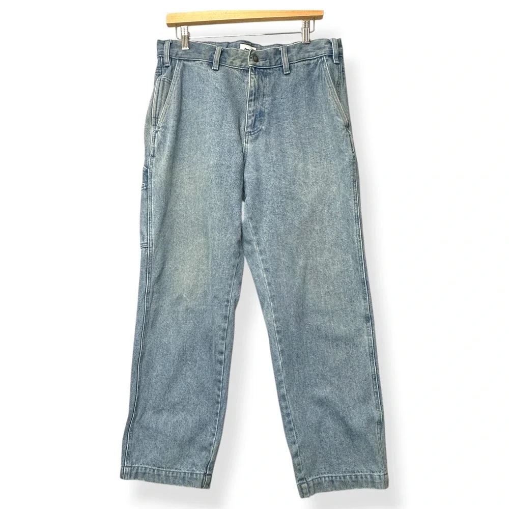 Obey Mens Carpenter Jeans Light Wash Blue Size 32 Streetwear Workwear Loose Fit